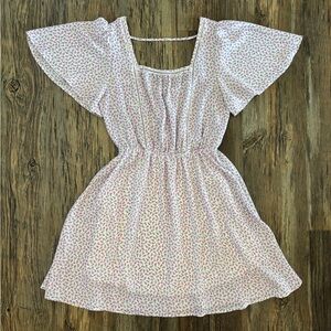 Sienna Sky Dress M White Purple Floral Elastic Lined Knee Length Boho Prairie